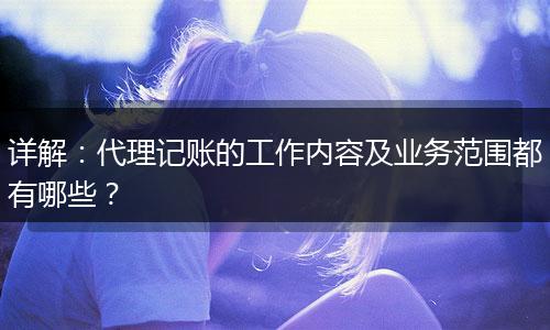 详解:代理记账的工作内容及业务范围都有哪些?