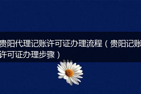 贵阳代理记账许可证办理流程(贵阳记账许可证办理步骤)